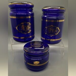 Apothecary jars. Made in Italy. Cobalt blue. 1960-70s.